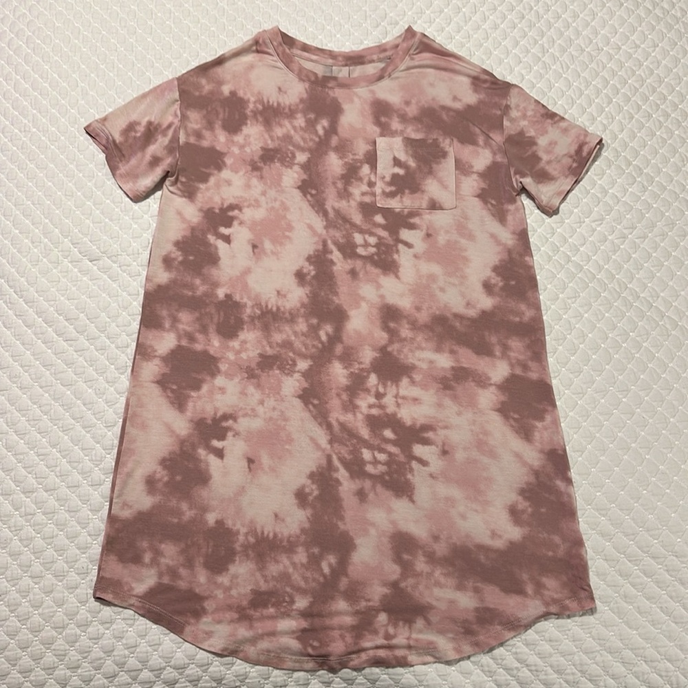 Stars Above Pink Tie Dye Short Sleeve Sleep T-Shirt Tunic Dress - Picture 3 of 10
